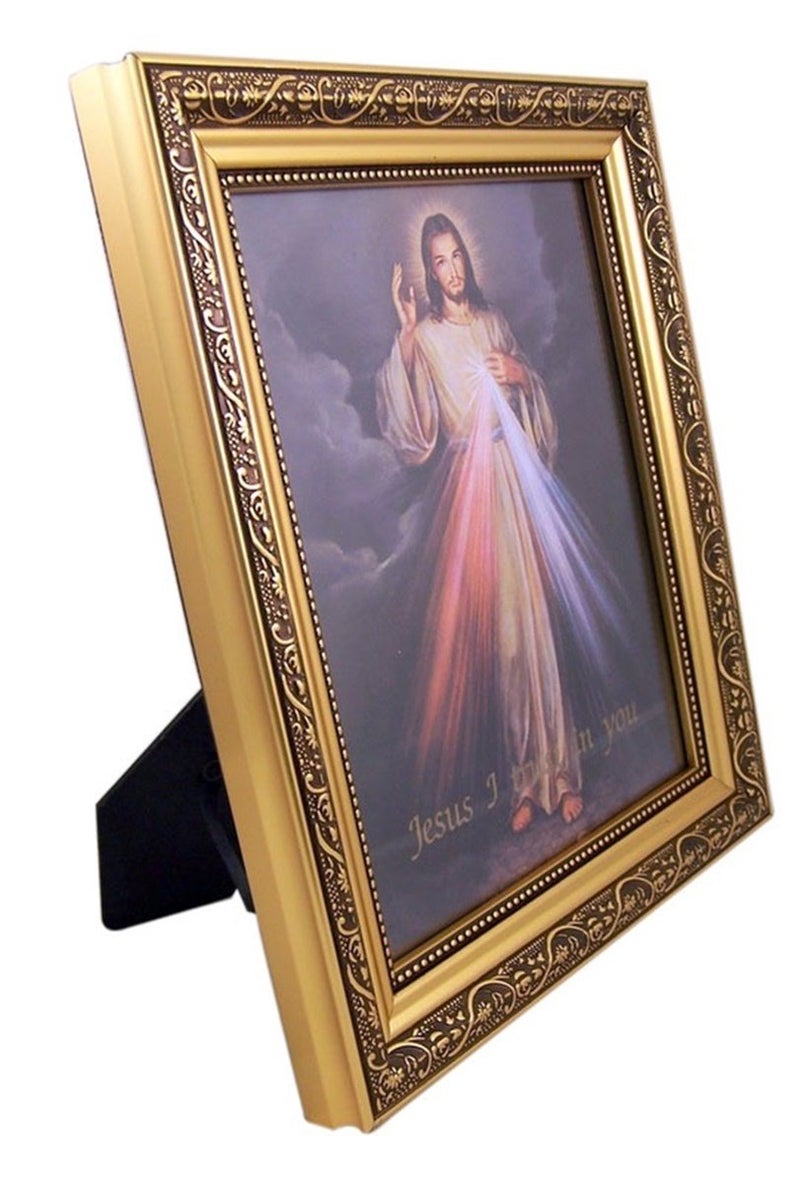 Gerffert The Divine Mercy Jesus Christ Print in 13 Inch Gold Finish Frame - Image 2